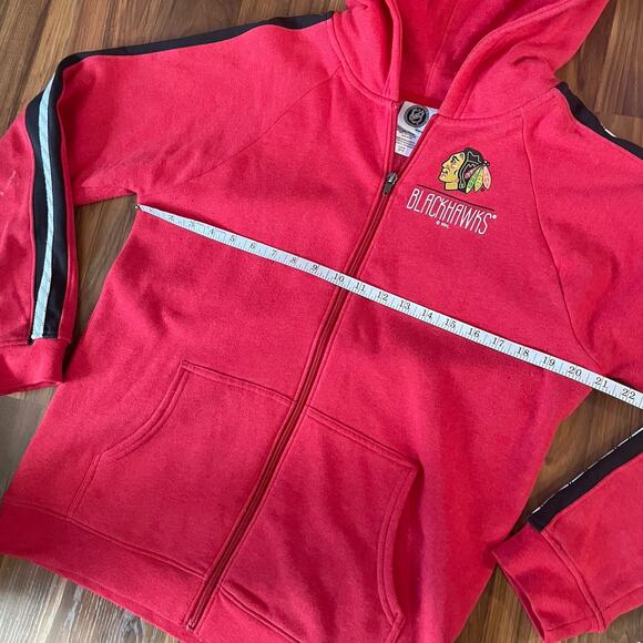 NHL Chicago Blackhawks Youth Large 14-16 Long Sleeve Full Zip Up Hoodie Red - Picture 3 of 7